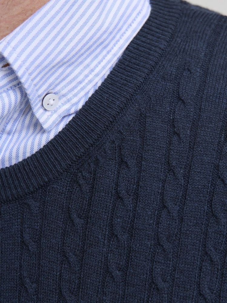 Jack & Jones Pull Blauw heren (EMIL KNIT CABLE CREW NECK - 12278785.NAVYBLAZER) - GL Sport (Sluis)