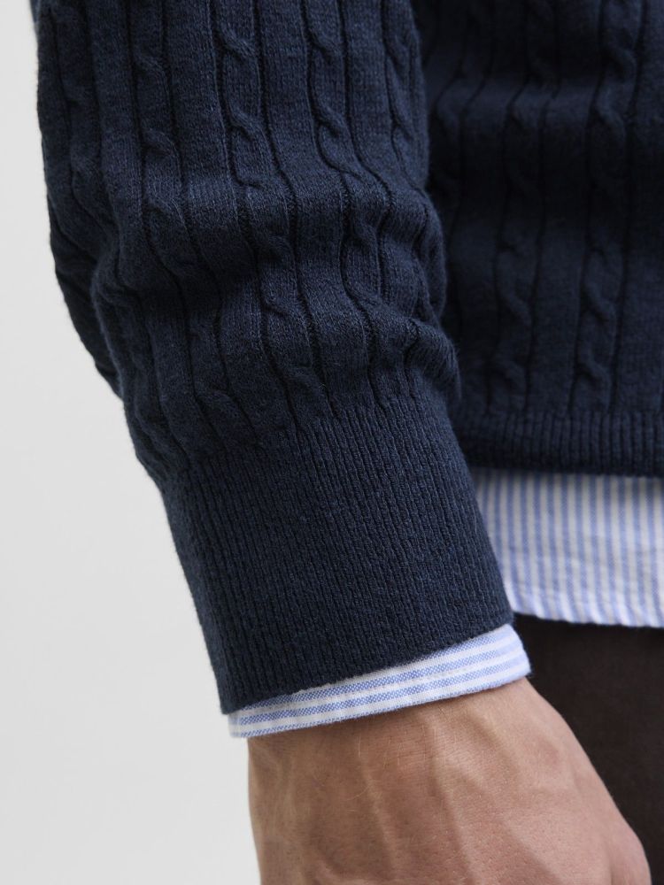 Jack & Jones Pull Blauw heren (EMIL KNIT CABLE CREW NECK - 12278785.NAVYBLAZER) - GL Sport (Sluis)