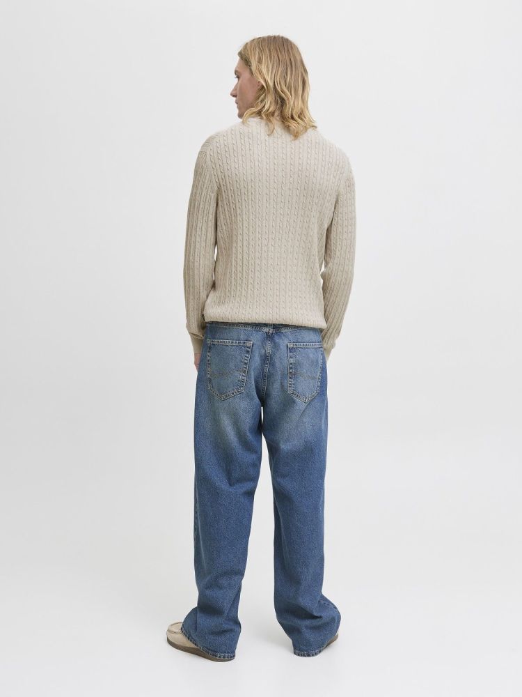 Jack & Jones Pull Off-white heren (EMIL KNIT CABLE CREW NECK - 12278785.OATMEAL) - GL Sport (Sluis)