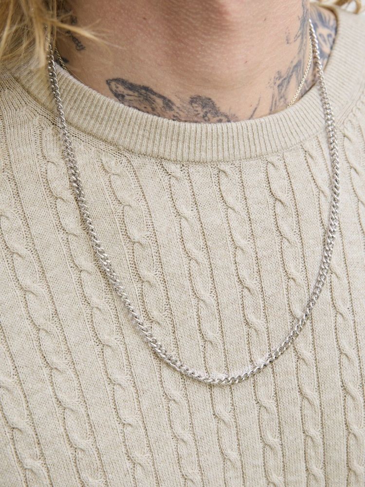 Jack & Jones Pull Off-white heren (EMIL KNIT CABLE CREW NECK - 12278785.OATMEAL) - GL Sport (Sluis)