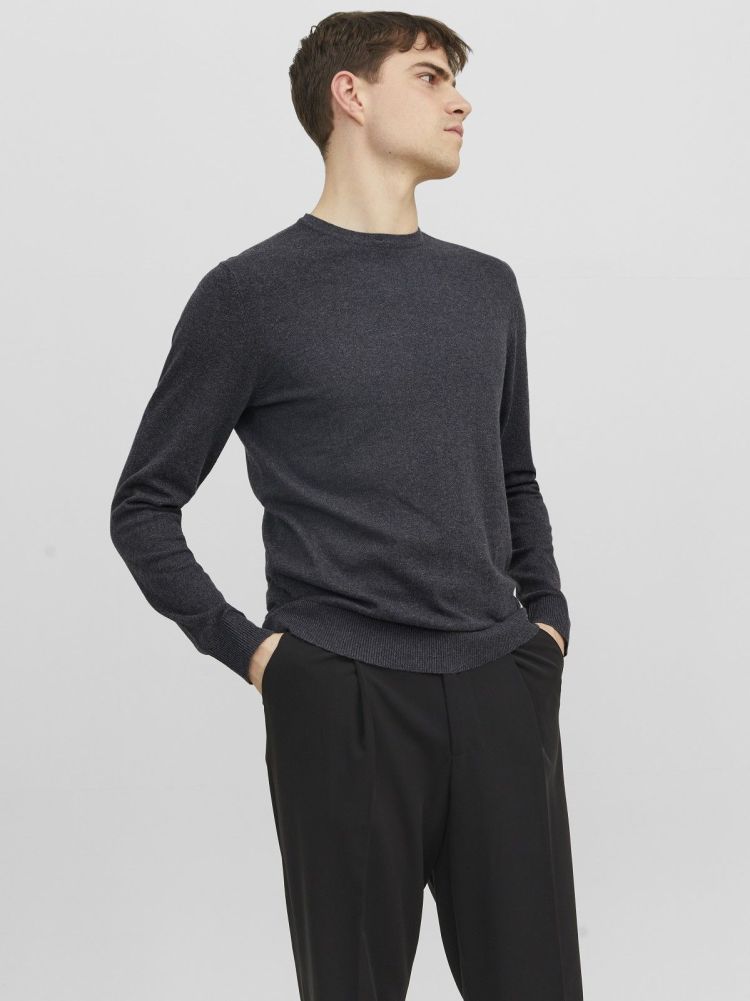 Jack & Jones Pull Grijs heren (EMIL KNIT CREW NECK - 12208364.DGMEL) - GL Sport (Sluis)