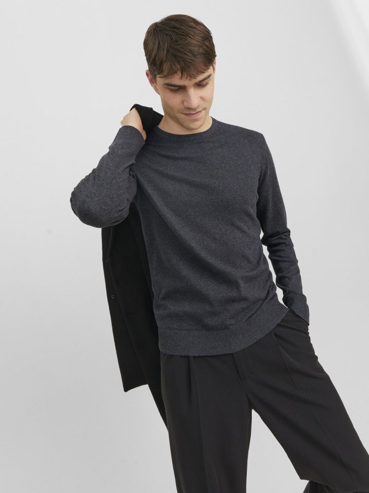 Jack & Jones Pull Grijs heren (EMIL KNIT CREW NECK - 12208364.DGMEL) - GL Sport (Sluis)