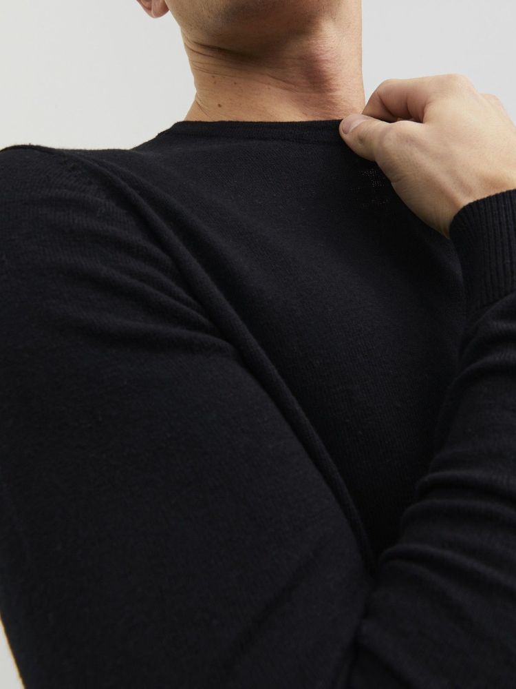 Jack & Jones Pull Zwart heren (EMIL KNIT CREW NECK - 12208364.BLACK) - GL Sport (Sluis)