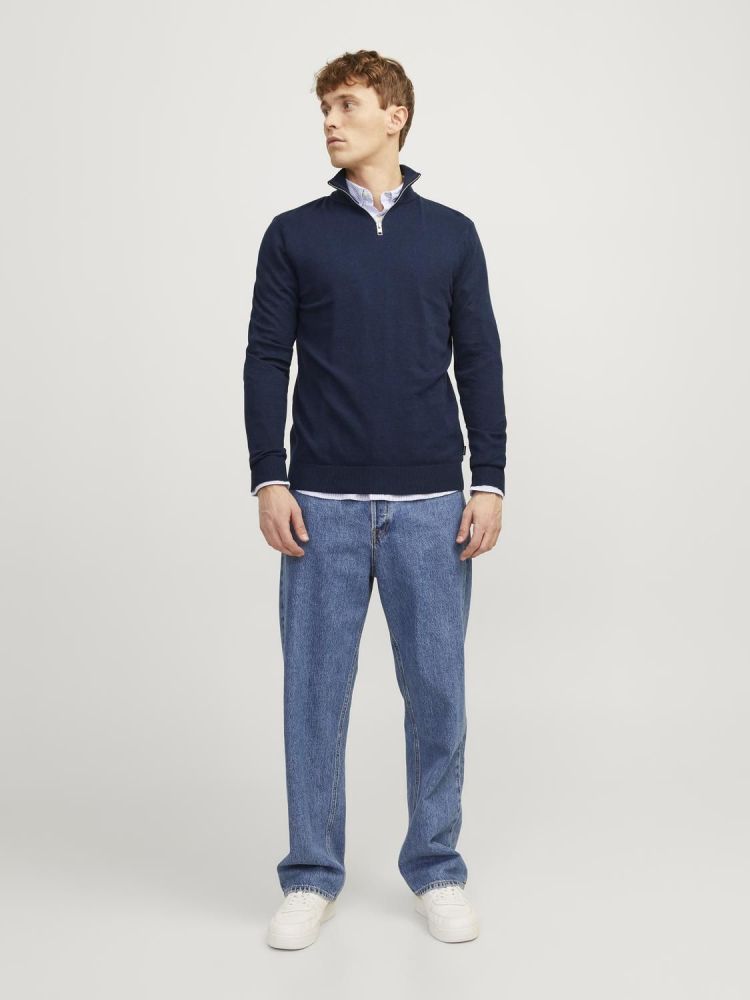 Jack & Jones Pull Blauw heren (EMIL KNIT HALF ZIP - 12189339.NAVYBLAZER) - GL Sport (Sluis)