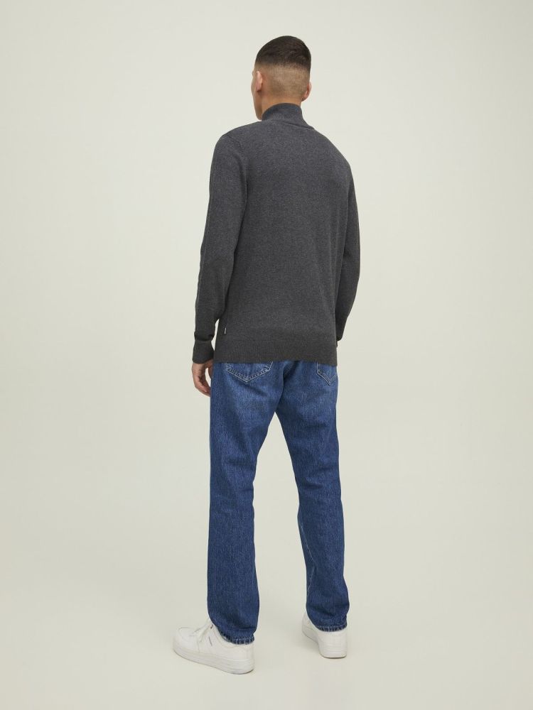 Jack & Jones Pull Grijs heren (EMIL KNIT HALF ZIP - 12189339.DGREYMEL) - GL Sport (Sluis)