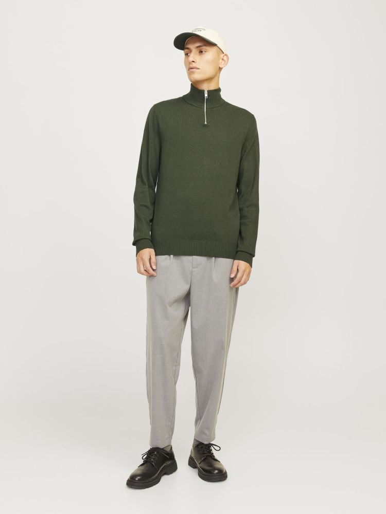 Jack & Jones Pull Groen heren (EMIL KNIT HALF ZIP - 12189339.KOMBUGREEN) - GL Sport (Sluis)