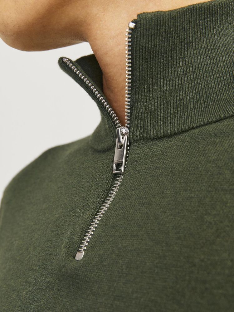 Jack & Jones Pull Groen heren (EMIL KNIT HALF ZIP - 12189339.KOMBUGREEN) - GL Sport (Sluis)