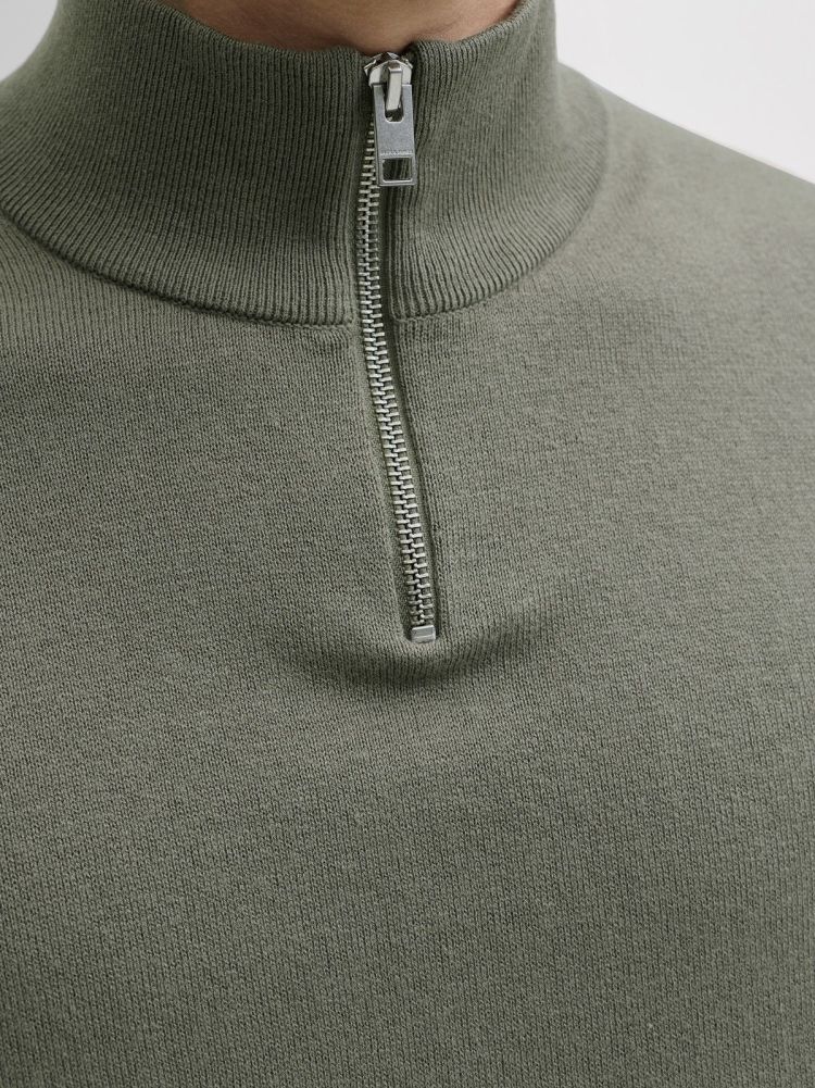 Jack & Jones Pull Groen heren (EMIL KNIT HALF ZIP - 12189339.VETIVER) - GL Sport (Sluis)