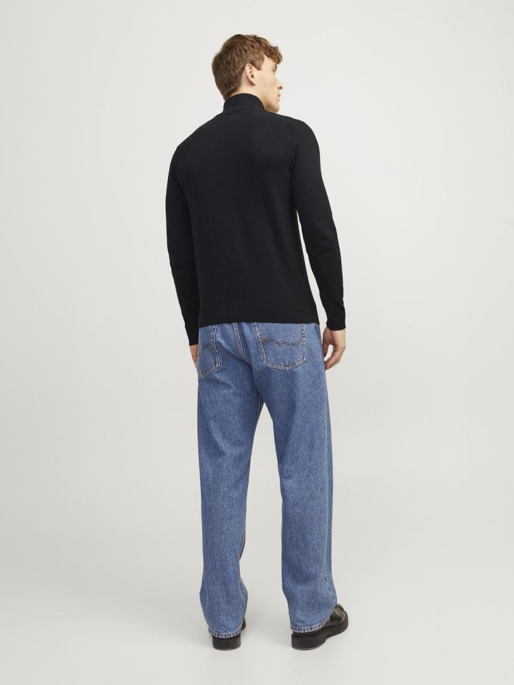 Jack & Jones Pull Zwart heren (EMIL KNIT HALF ZIP - 12189339.BLACK) - GL Sport (Sluis)