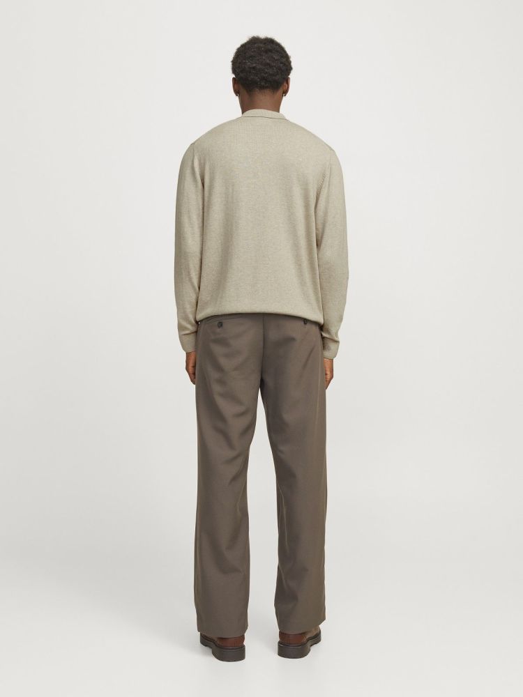 Jack & Jones Polo Beige heren (EMIL KNIT POLO HALF ZIP LS - 12268210.OATMEAL) - GL Sport (Sluis)