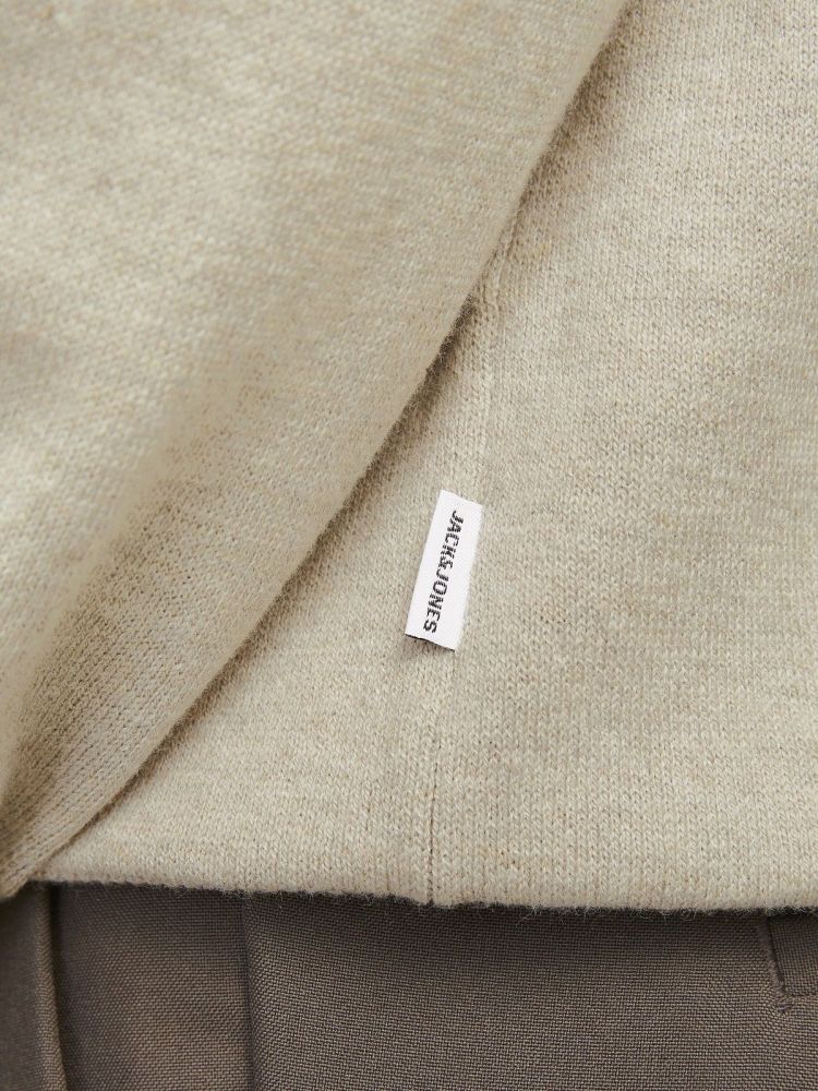 Jack & Jones Polo Beige heren (EMIL KNIT POLO HALF ZIP LS - 12268210.OATMEAL) - GL Sport (Sluis)