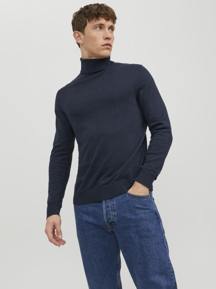 Jack & Jones Coltrui Blauw heren (EMIL KNIT ROLL NECK  - 12157417.NAVYBLAZER) - GL Sport (Sluis)