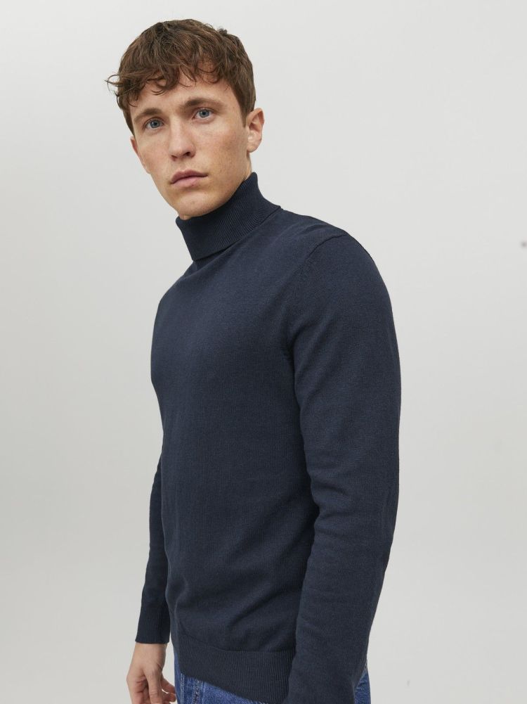 Jack & Jones Pull Blauw heren (EMIL KNIT ROLL NECK - 12157417.NAVYBLAZER) - GL Sport (Sluis)