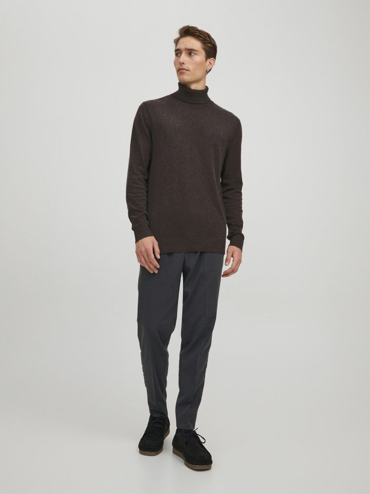 Jack & Jones Pull Bruin heren (EMIL KNIT ROLL NECK - 12157417.MULCH) - GL Sport (Sluis)
