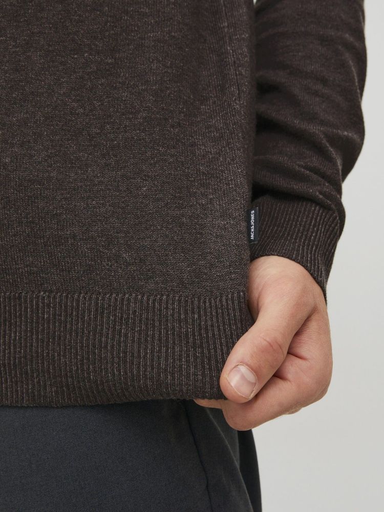Jack & Jones Pull Bruin heren (EMIL KNIT ROLL NECK - 12157417.MULCH) - GL Sport (Sluis)