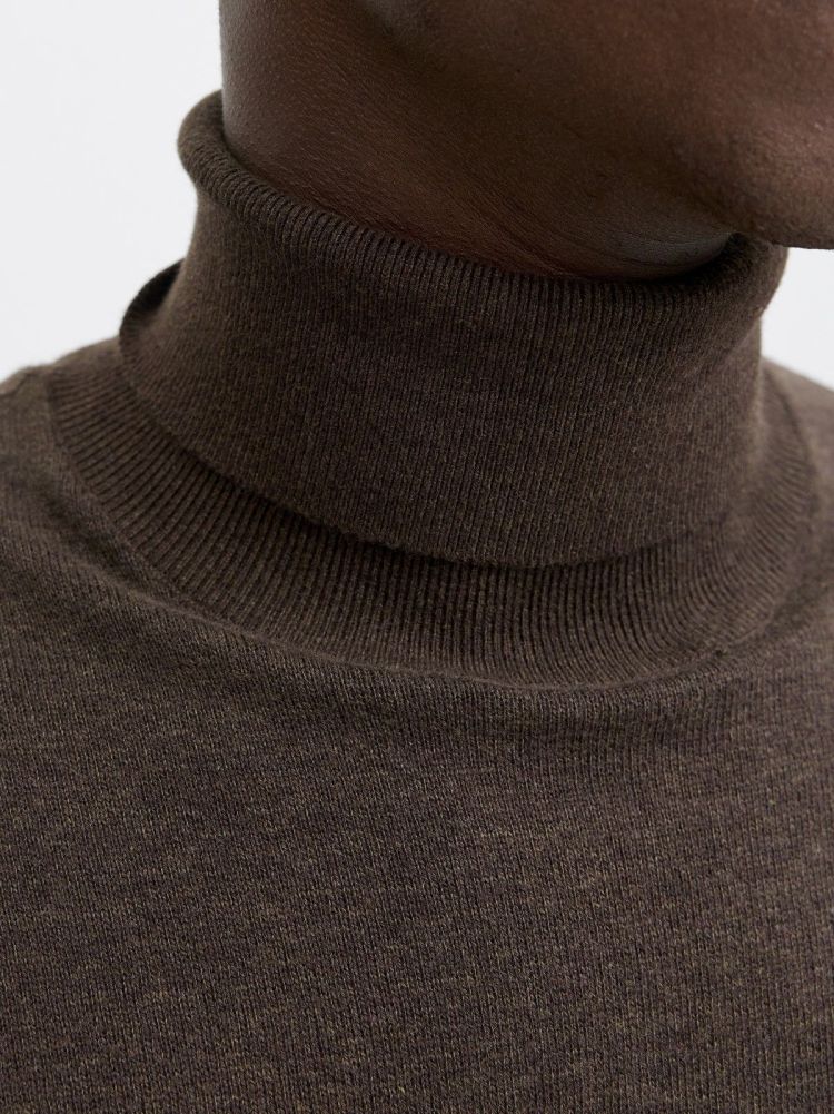 Jack & Jones Pull Bruin heren (EMIL KNIT ROLL NECK - 12157417.MULCH) - GL Sport (Sluis)