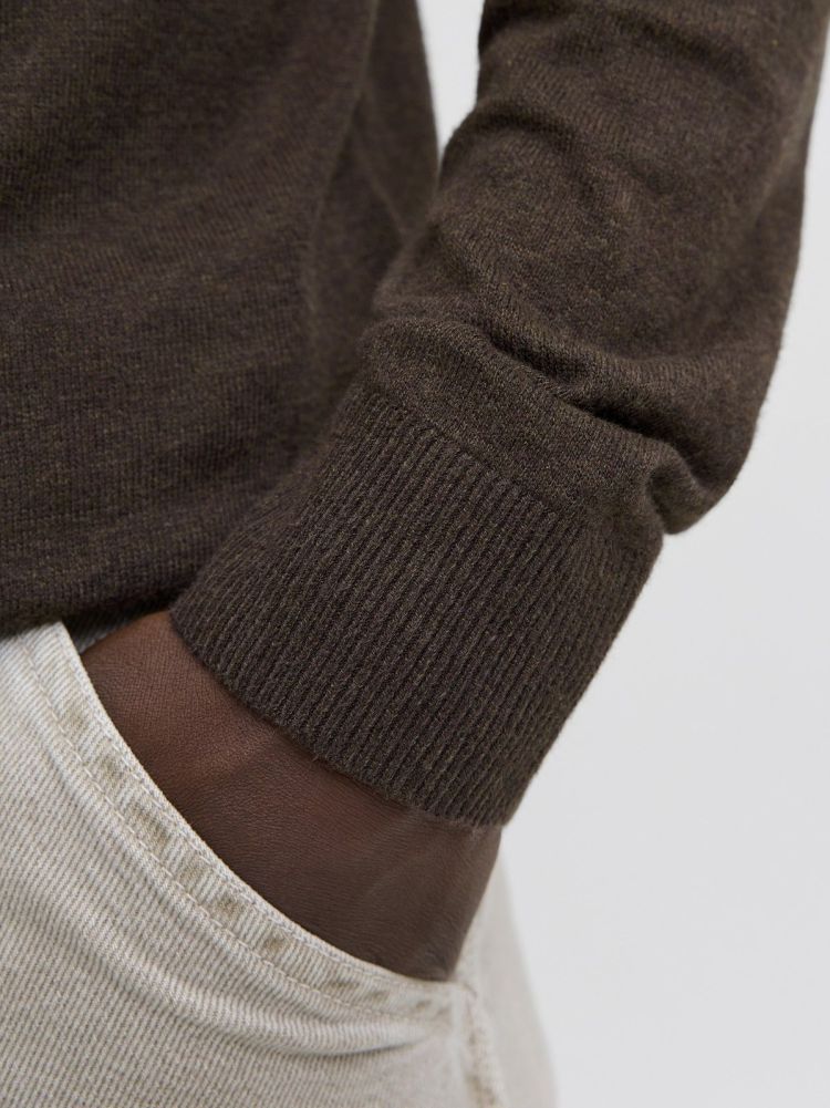 Jack & Jones Pull Bruin heren (EMIL KNIT ROLL NECK - 12157417.MULCH) - GL Sport (Sluis)