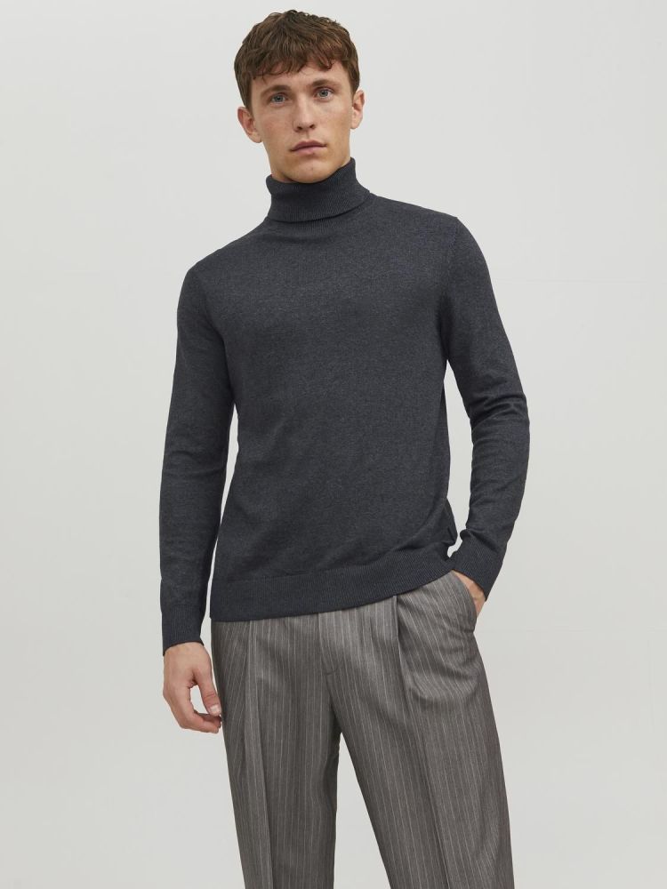 Jack & Jones Coltrui Grijs heren (EMIL KNIT ROLL NECK  - 12157417.DGMEL) - GL Sport (Sluis)