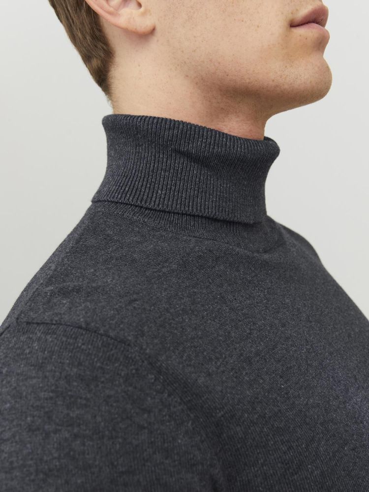 Jack & Jones Coltrui Grijs heren (EMIL KNIT ROLL NECK  - 12157417.DGMEL) - GL Sport (Sluis)