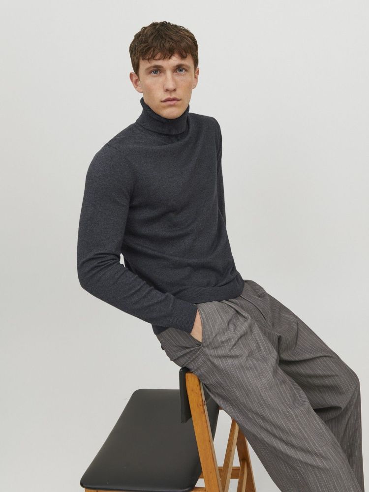 Jack & Jones Pull Grijs heren (EMIL KNIT ROLL NECK - 12157417.DGREYMEL) - GL Sport (Sluis)