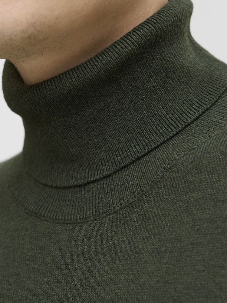 Jack & Jones Pull Groen heren (EMIL KNIT ROLL NECK - 12157417.DUFFELBAG) - GL Sport (Sluis)