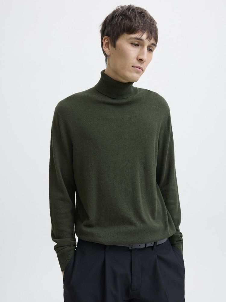 Jack & Jones Pull Groen heren (EMIL KNIT ROLL NECK - 12157417.DUFFELBAG) - GL Sport (Sluis)