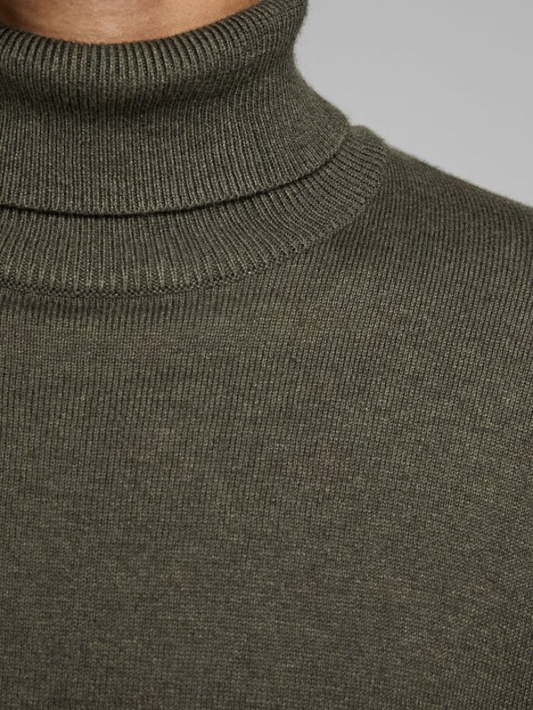 Jack & Jones Pull Groen heren (EMIL KNIT ROLL NECK  - 12157417.OLIVENIGHT) - GL Sport (Sluis)