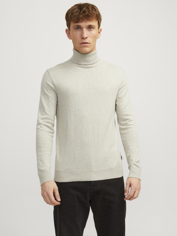 Jack & Jones Coltrui Off-white heren (EMIL KNIT ROLL NECK  - 12157417.OATMEAL) - GL Sport (Sluis)