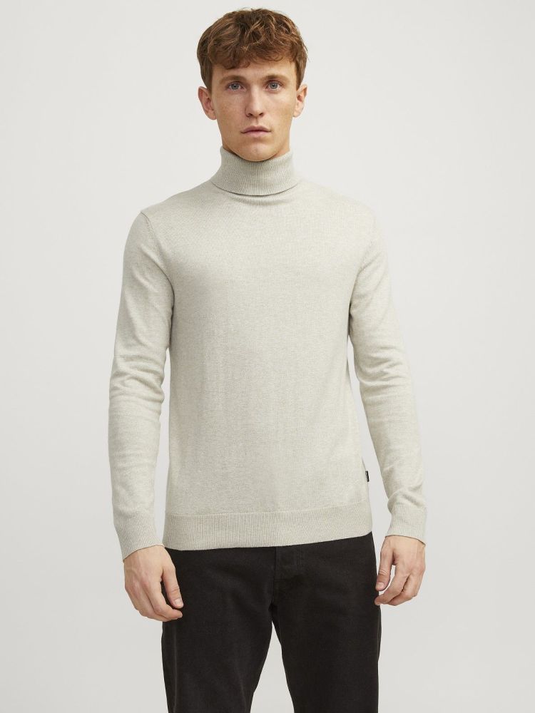 Jack & Jones Pull Off-white heren (EMIL KNIT ROLL NECK - 12157417.OATMEAL) - GL Sport (Sluis)