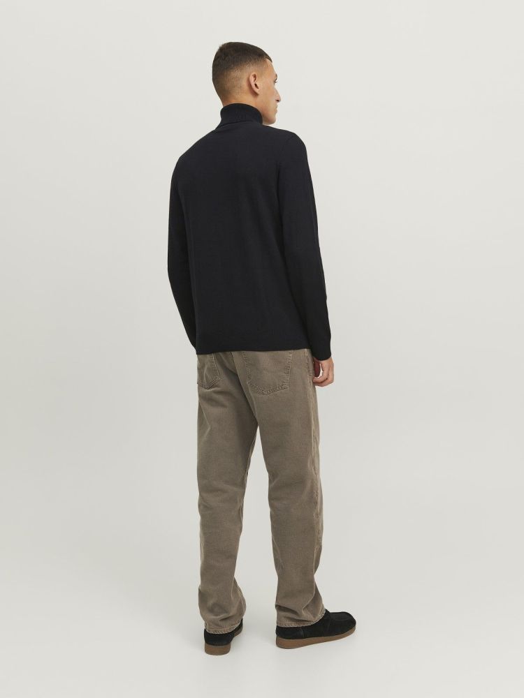 Jack & Jones Pull Zwart heren (EMIL KNIT ROLL NECK - 12157417.BLACK) - GL Sport (Sluis)