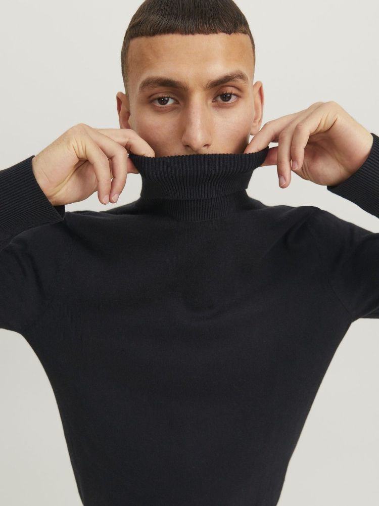 Jack & Jones Pull Zwart heren (EMIL KNIT ROLL NECK - 12157417.BLACK) - GL Sport (Sluis)