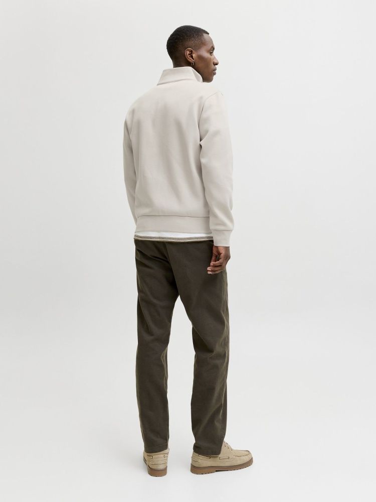 Jack & Jones Vest Beige heren (FRANKIE SWEAT ZIP HIGH NECK  - 12275675.MOONSTRUCK) - GL Sport (Sluis)