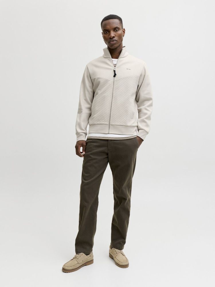 Jack & Jones Vest Beige heren (FRANKIE SWEAT ZIP HIGH NECK  - 12275675.MOONSTRUCK) - GL Sport (Sluis)