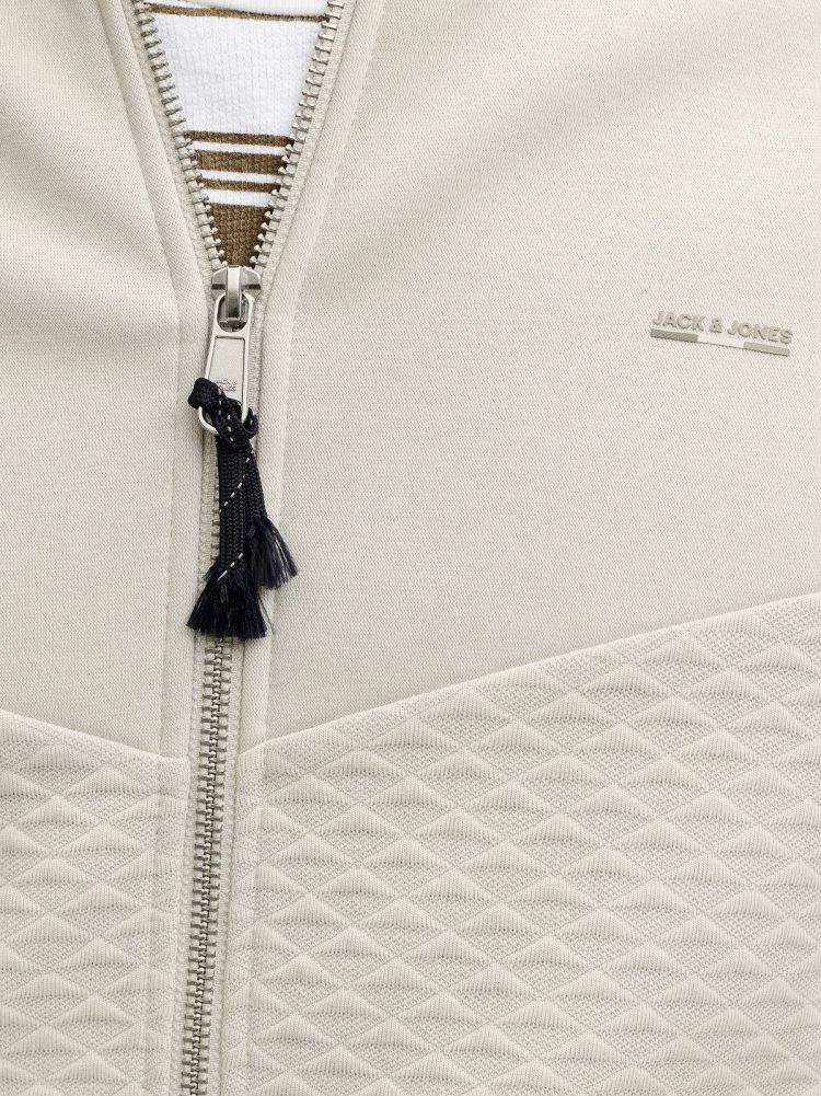 Jack & Jones Vest Beige heren (FRANKIE SWEAT ZIP HIGH NECK  - 12275675.MOONSTRUCK) - GL Sport (Sluis)