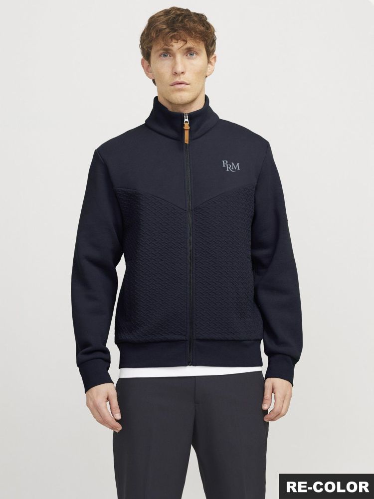 Jack & Jones Vest Blauw heren (FRANKIE SWEAT ZIP HIGH NECK SMU - 12275675.SEABONE) - GL Sport (Sluis)