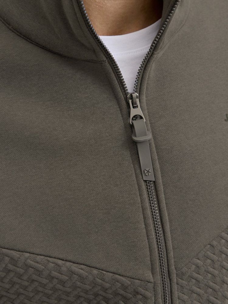 Jack & Jones Vest Groen heren (FRANKIE SWEAT ZIP HIGH NECK SMU - 12275675.OLIVE) - GL Sport (Sluis)
