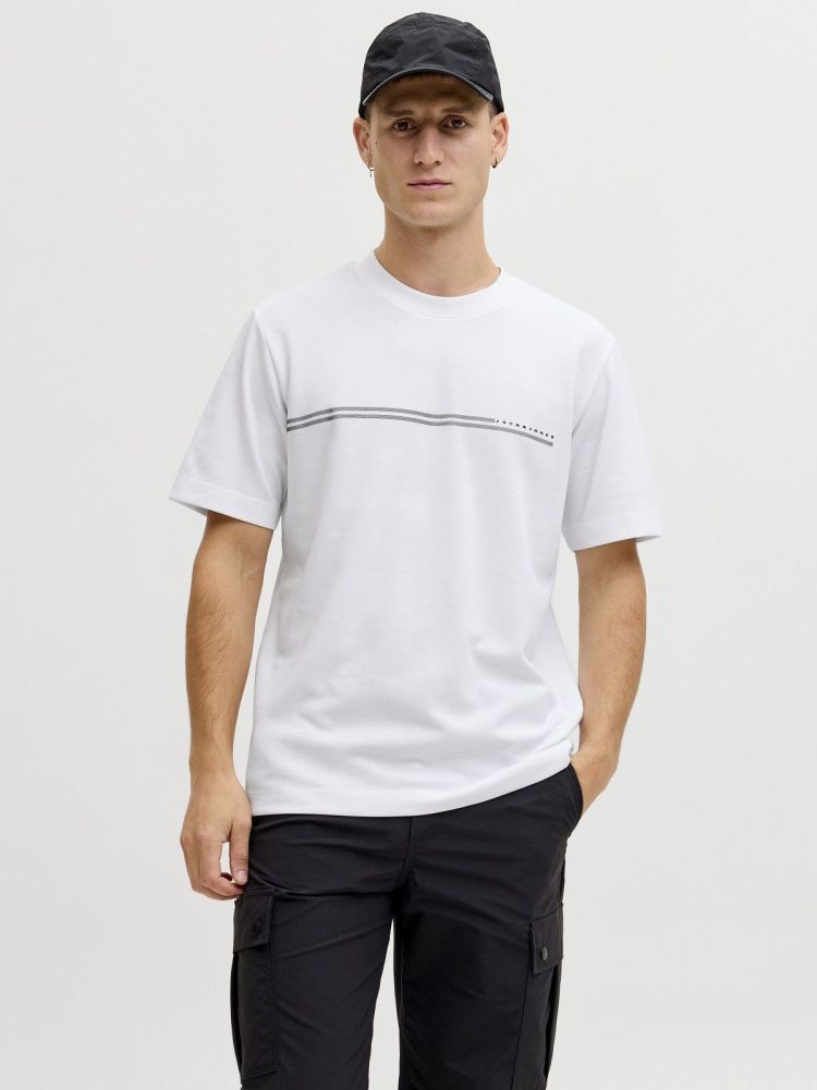 Jack & Jones T-shirt Wit heren (FUSION CHEST TEE SS CREW NECK - 12289936.BRIGHTWHITE ) - GL Sport (Sluis)