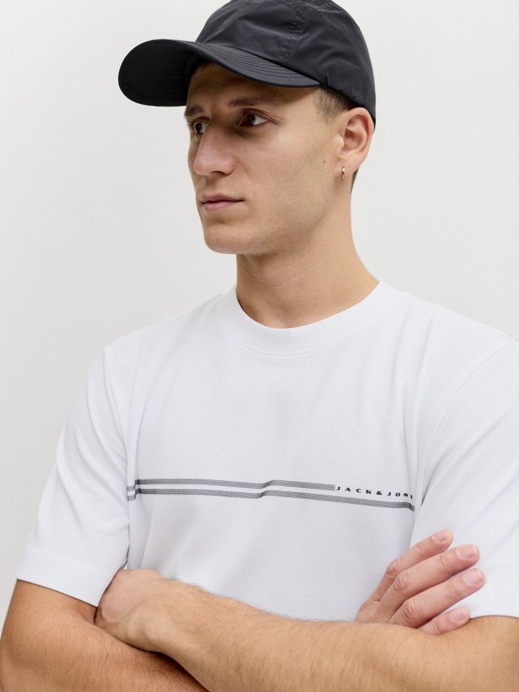 Jack & Jones T-shirt Wit heren (FUSION CHEST TEE SS CREW NECK - 12289936.BRIGHTWHITE ) - GL Sport (Sluis)