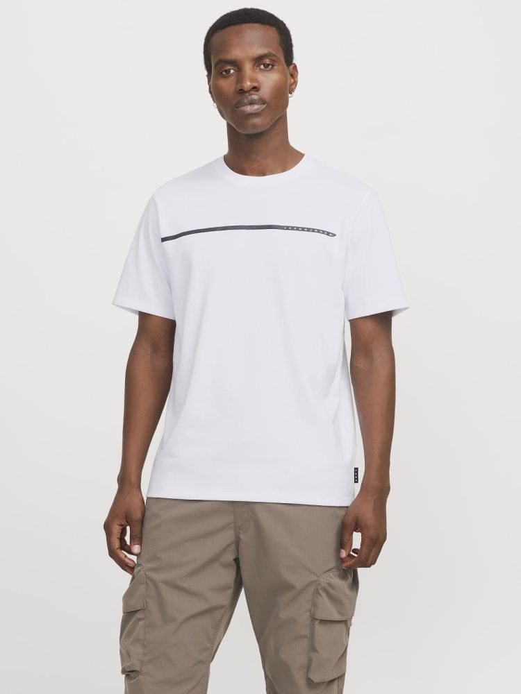 Jack & Jones T-shirt Wit heren (FUSION FULL BRANDING TEE SS CREW - 12273120.BRIGHTWHITE) - GL Sport (Sluis)