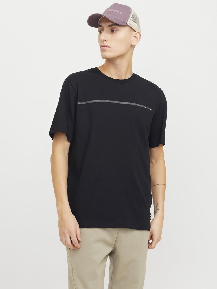 Jack & Jones T-shirt Zwart heren (FUSION FULL BRANDING TEE SS CREW - 12273120.BLACK) - GL Sport (Sluis)