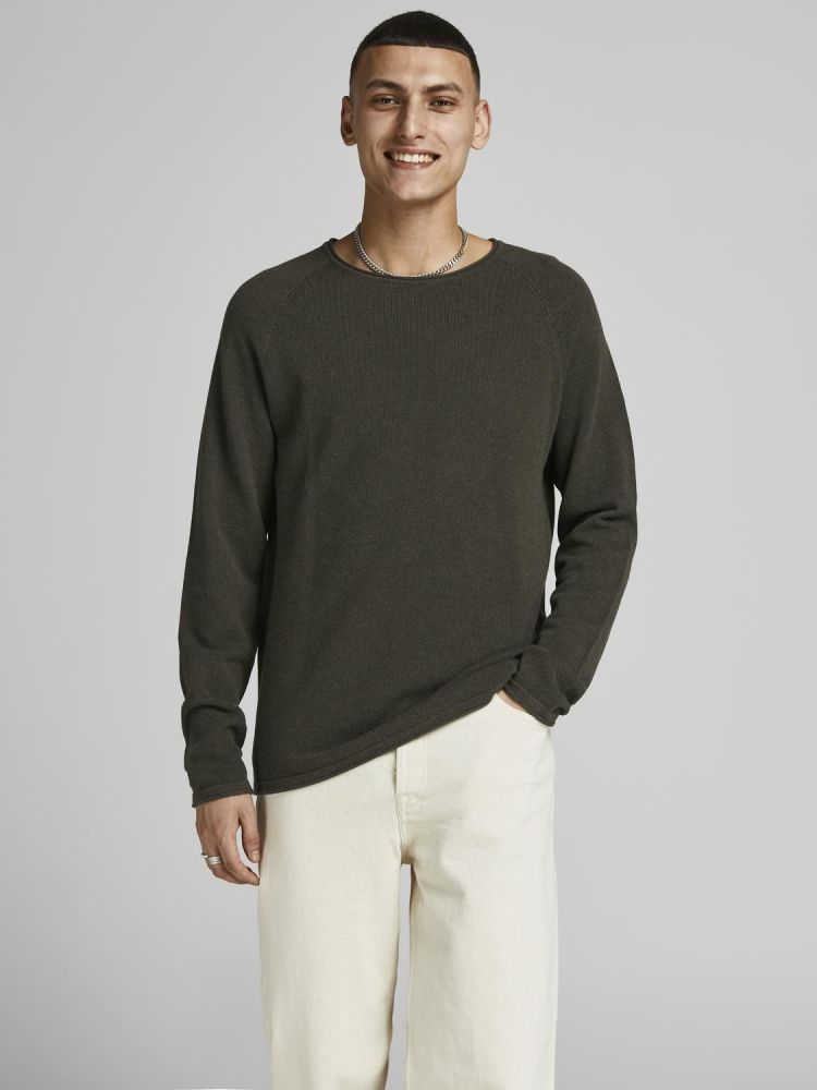 Jack & Jones Pull Groen heren (HILL CREW NECK - 12157321.OLIVENIGHT) - GL Sport (Sluis)