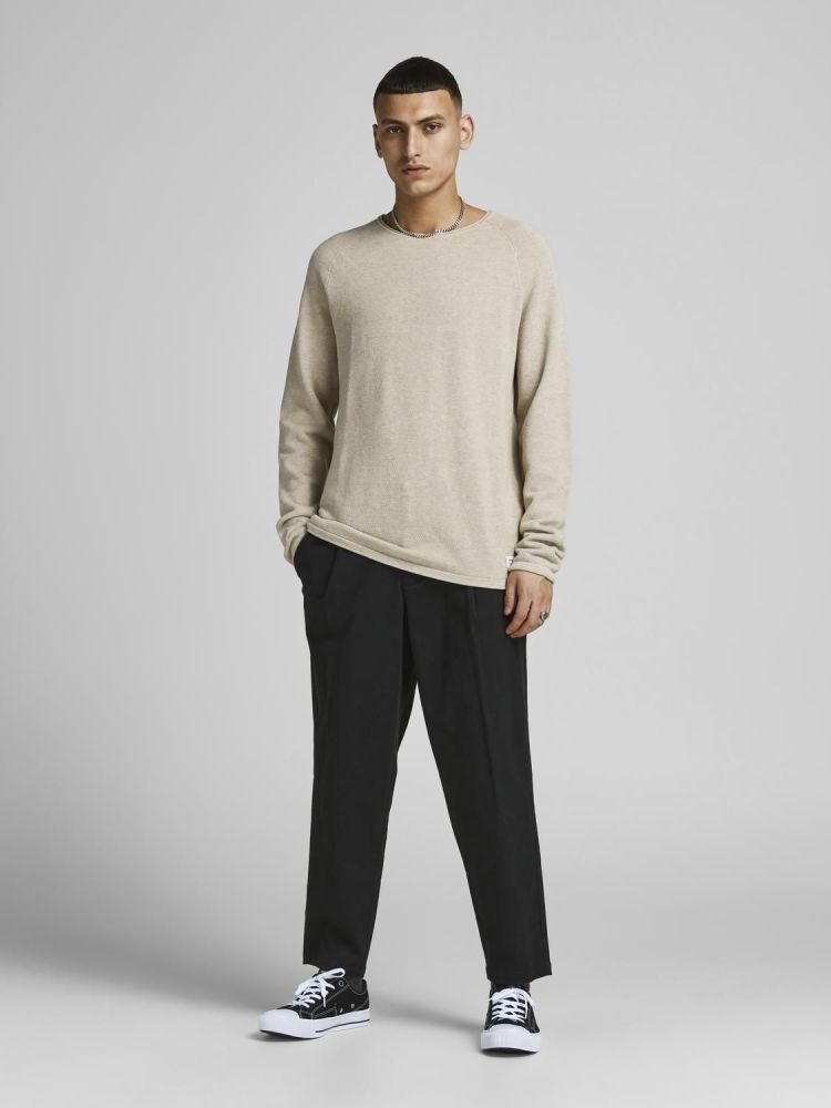 Jack & Jones Pull Off-white heren (HILL CREW NECK - 12157321.OATMEAL) - GL Sport (Sluis)