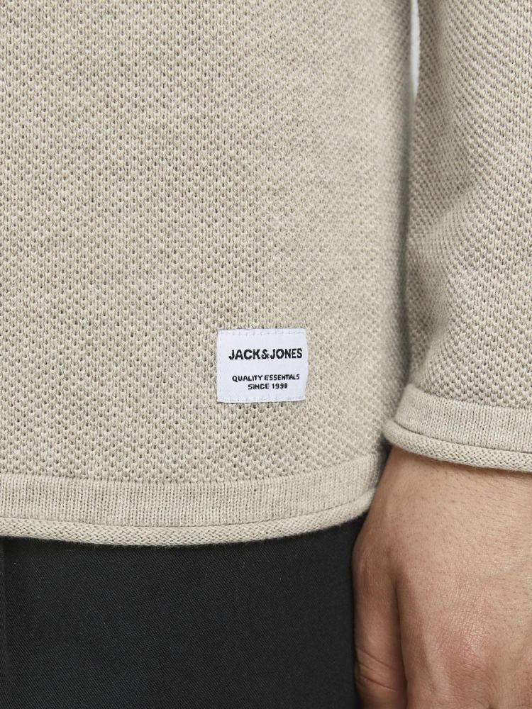 Jack & Jones Pull Off-white heren (HILL CREW NECK - 12157321.OATMEAL) - GL Sport (Sluis)