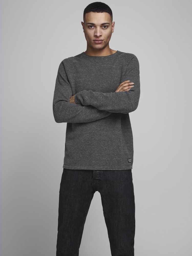 Jack & Jones Pull Grijs heren (HILL KNIT CREW NECK - 12157321.DGREYMEL) - GL Sport (Sluis)