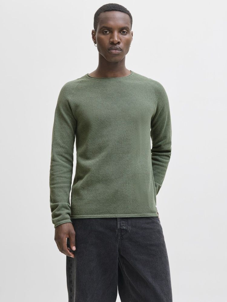 Jack & Jones Pull Groen heren (HILL KNIT CREW NECK - 12157321.LAURELWREATH) - GL Sport (Sluis)