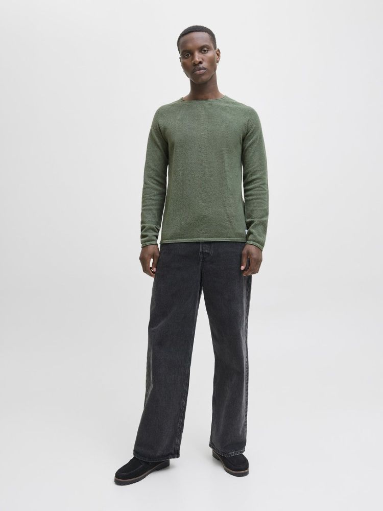 Jack & Jones Pull Groen heren (HILL KNIT CREW NECK - 12157321.LAURELWREATH) - GL Sport (Sluis)