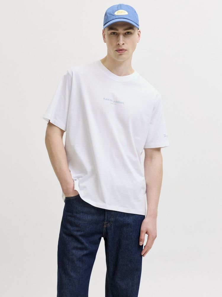 Jack & Jones T-shirt Wit heren (HYERES BACK ELEMENT TEE SS CREW - 12295190.BRIGHTWHITE) - GL Sport (Sluis)