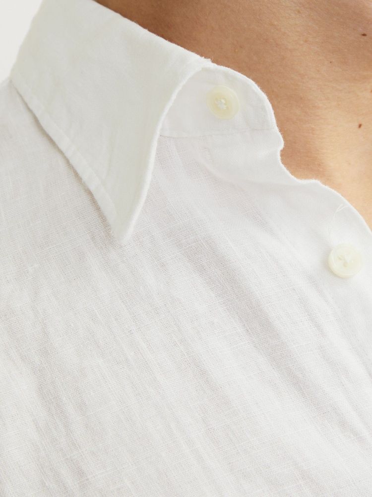 Jack & Jones Overhemd Wit heren (LAWRENCE LINEN L/S SHIRT  - 12273907.BRIGHTWHITE) - GL Sport (Sluis)