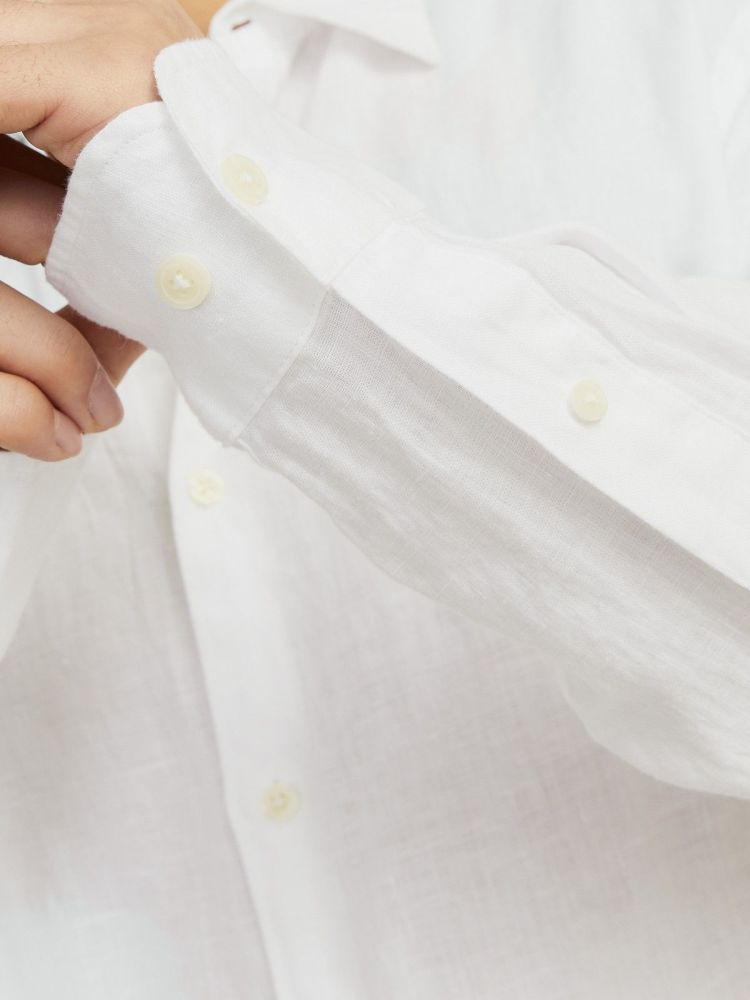 Jack & Jones Overhemd Wit heren (LAWRENCE LINEN L/S SHIRT  - 12273907.BRIGHTWHITE) - GL Sport (Sluis)