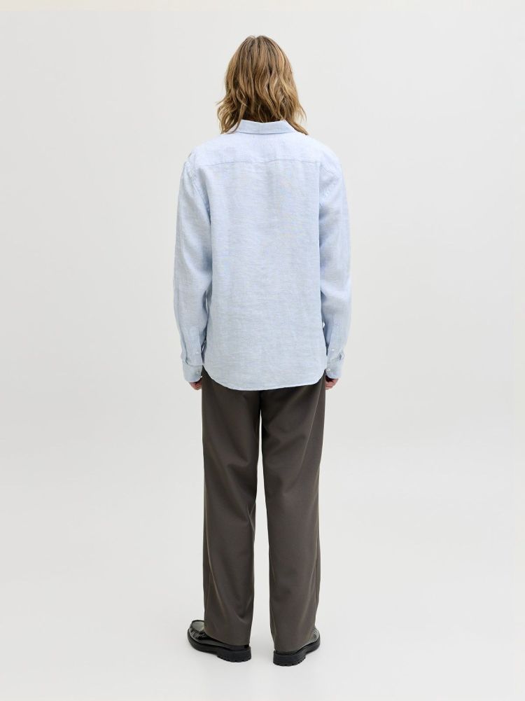 Jack & Jones Overhemd Blauw heren (LAWRENCE LINEN LS SHIRT  - 12293563.CHAMBRAYBLUE) - GL Sport (Sluis)